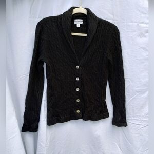 CHARTER CLUB Black 100% Cashmere Long Sleeve Shawl Collar Cardigan, size S